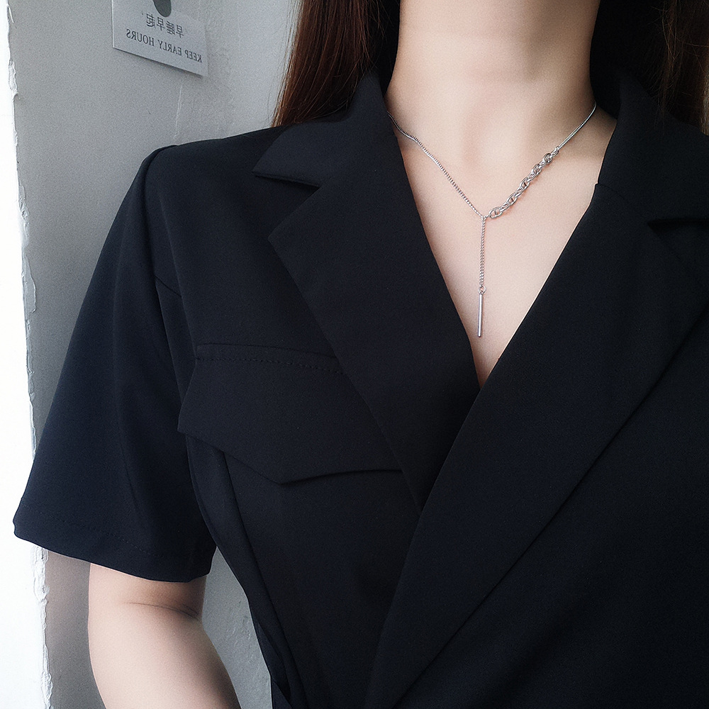 Linglang Trendy S925 Sterling Silver Necklace Chain for Women Fashion Silver Choker Jewelry Gift Idea