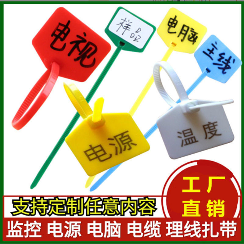 一次性塑料封条网络园林电视钓鱼标监控标签标识标记尼龙扎带吊牌