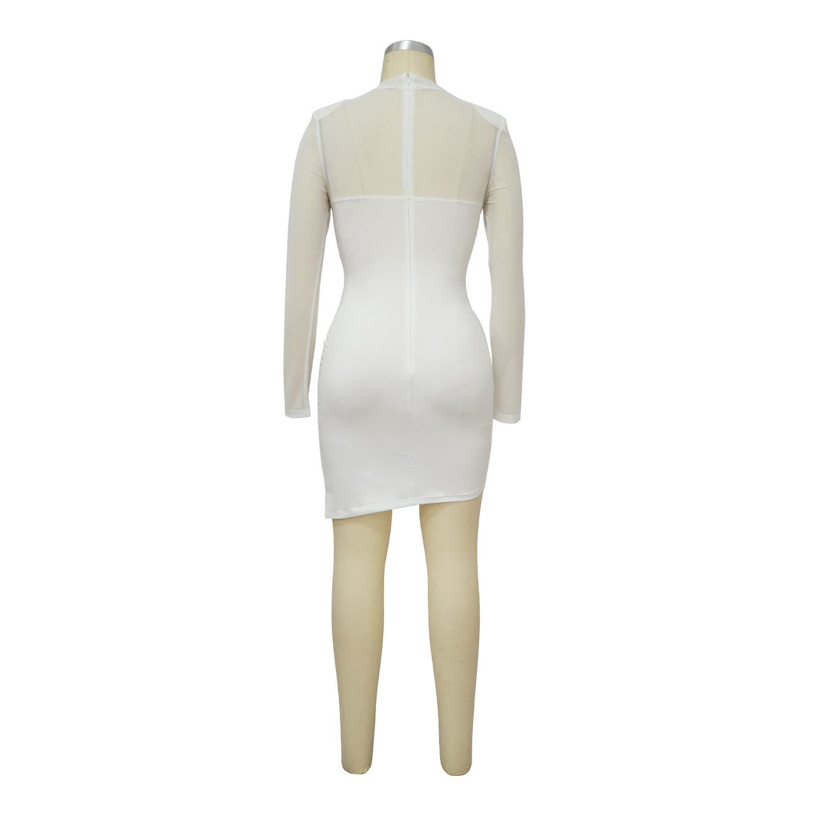 Women Mesh Stitching See-through Patch Waist Dress 6 Women Mesh Stitching See-through Patch Waist Dress