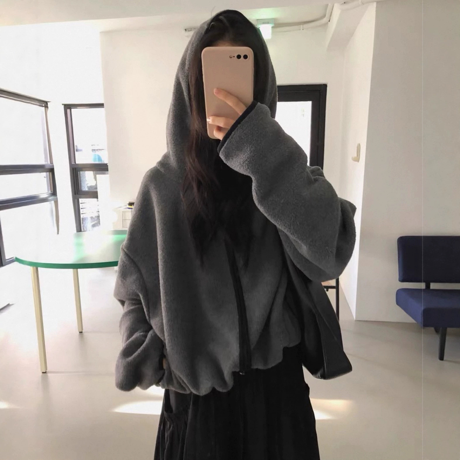 Korean Dongdaemun Women's Clothing 2026 Fall/Winter New Fleece Hooded Sweatshirt Jacket for Women