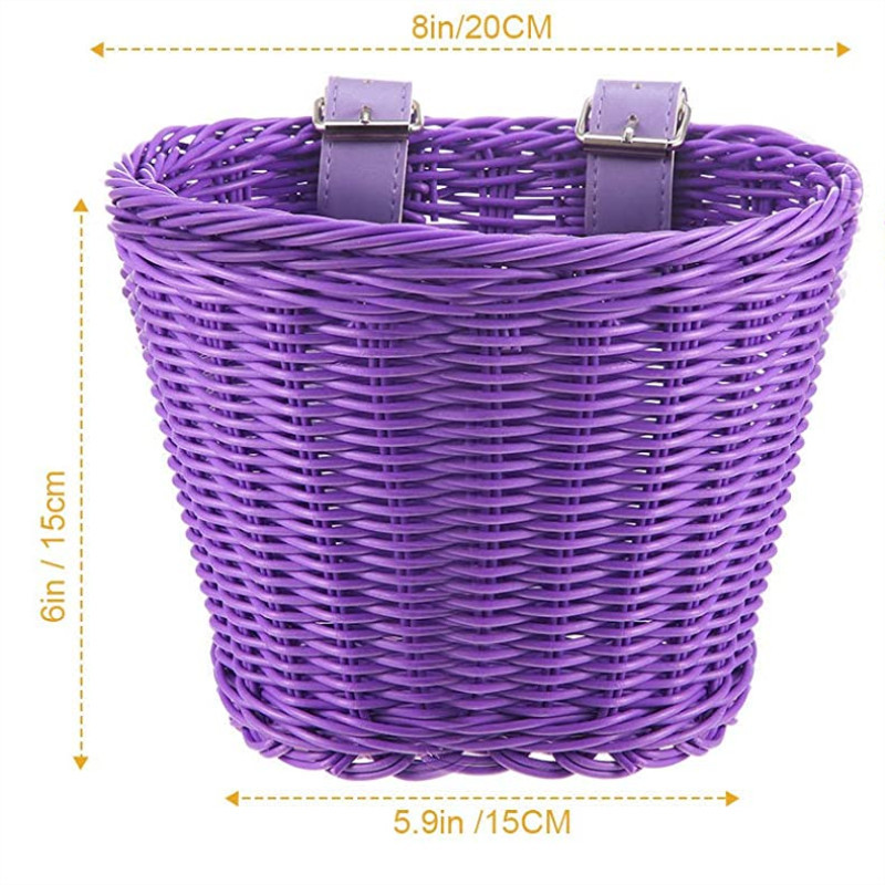 Canasta de bicicleta de ratán para niños púrpura adecuada para canasta de ratán de 14 pulgadas y 16 pulgadas scooter de equilibrio al aire libre