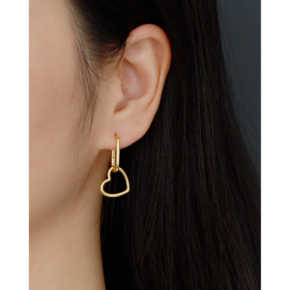 Electroplating Gold Plating Process 925 Sterling Silver Ear Needle Material 1 Pair 925 Sterling Silver Heart Shape Drop Earrings