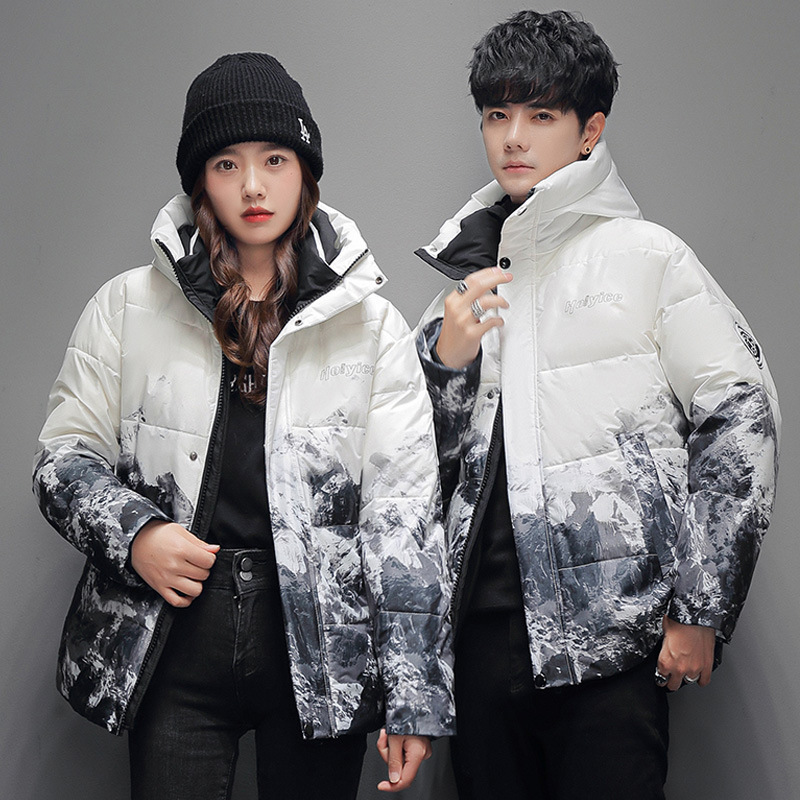 Factory New Youth Men's down Jacket Men's Short Hooded Winter Thickened Jacket Couple Snow Mountain Large Size Winter Clothing