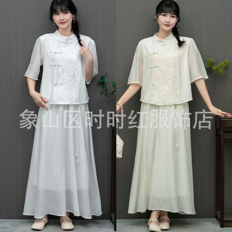 Spring and Summer 2025 New Chinese Style Retro Jacquard Artistic Leisure suit National Style Tang Suit Hanfu Women's Clothing