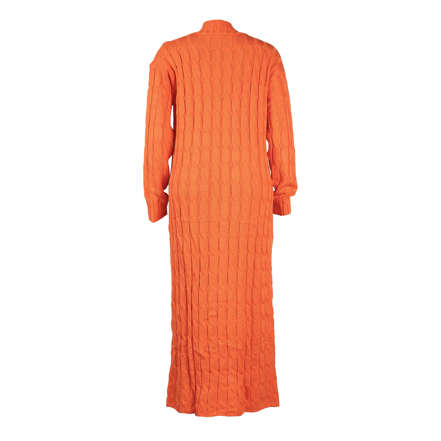 Damen Strickjacke Lang Aus Grobstrick In Unifarben Wintermantel_voghion.com