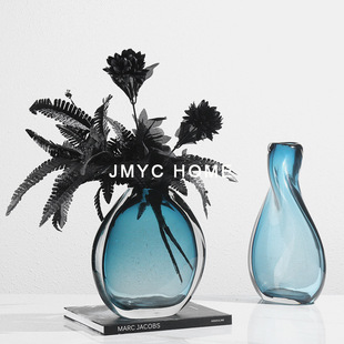 高檔輕奢風創意玻璃花瓶擺件售樓處酒店客廳餐廳玄關插花花器飾品