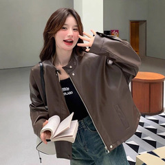 咖色皮衣外套女皮夹克2025新款爆款港风短款机车今年流行美式复古