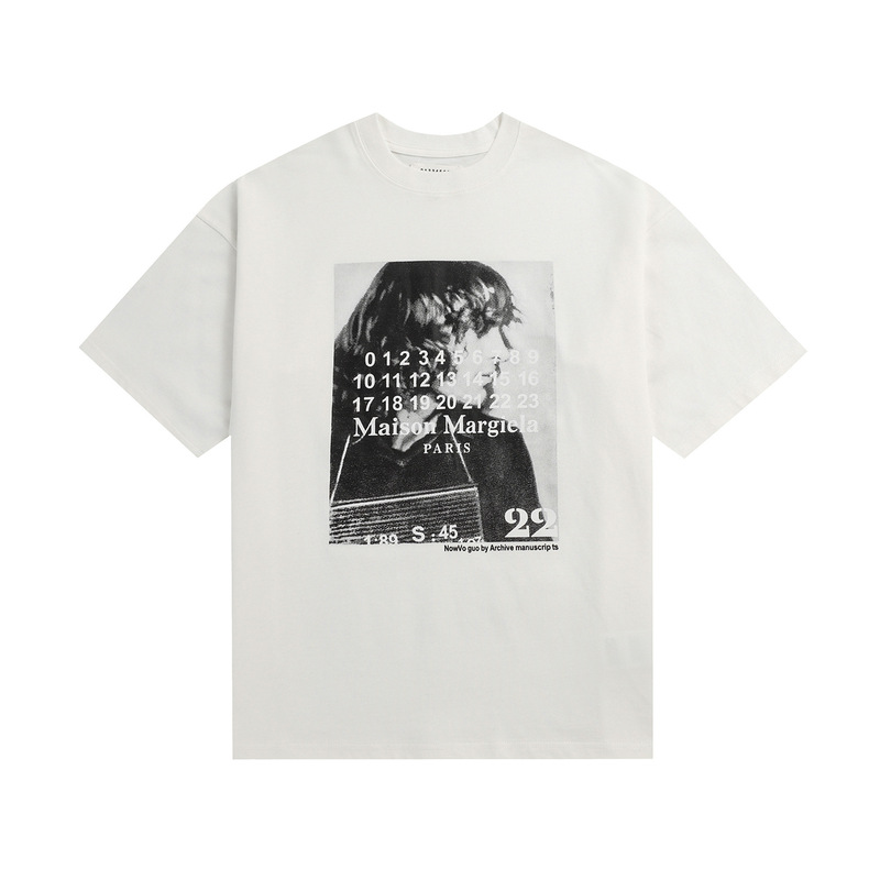 Mm6マギラtシャツ2023夏新作男女カップル服アラビア数字プリント半袖|undefined