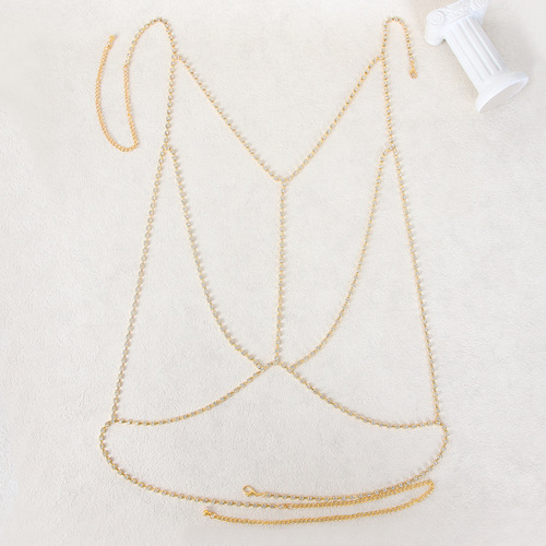 Cross-border hot selling rhinestone body chain for women European and American nightclub beach sexy cross diamond chain necklace chest chain accessories