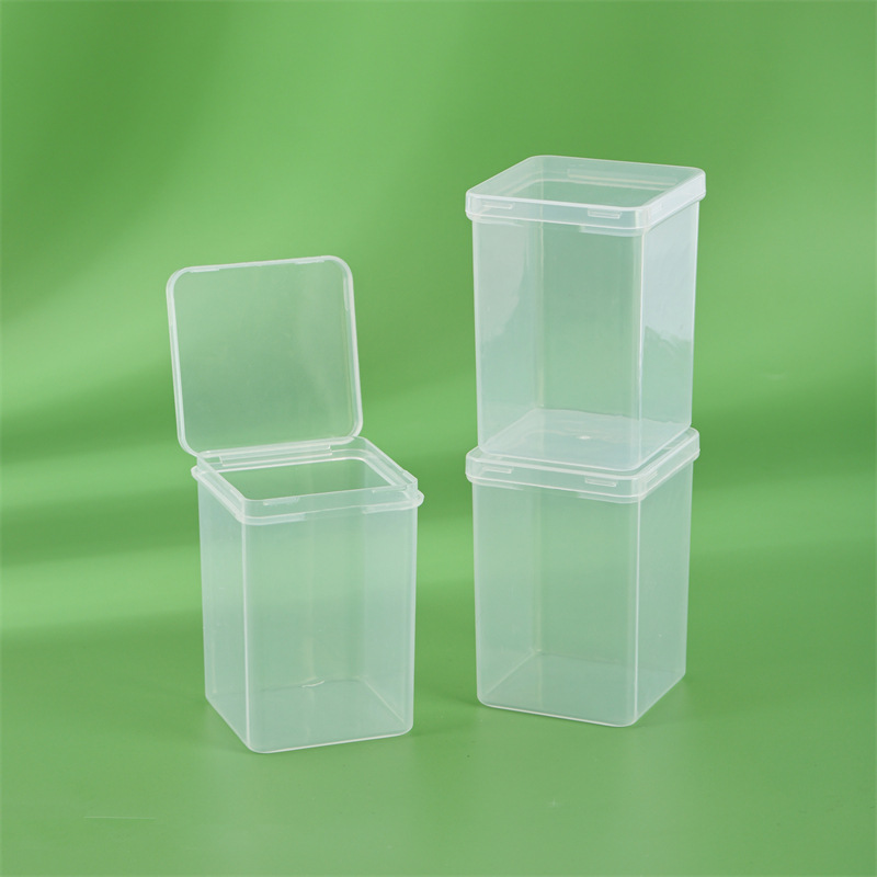 便携透明塑料连体带盖方形化妆棉盒卸妆棉洗脸巾收纳盒留样盒方盒