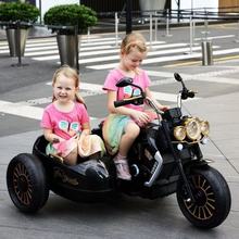 儿童电动车摩托车三轮车男女宝宝玩具小孩大号双人可坐大人带侧挂