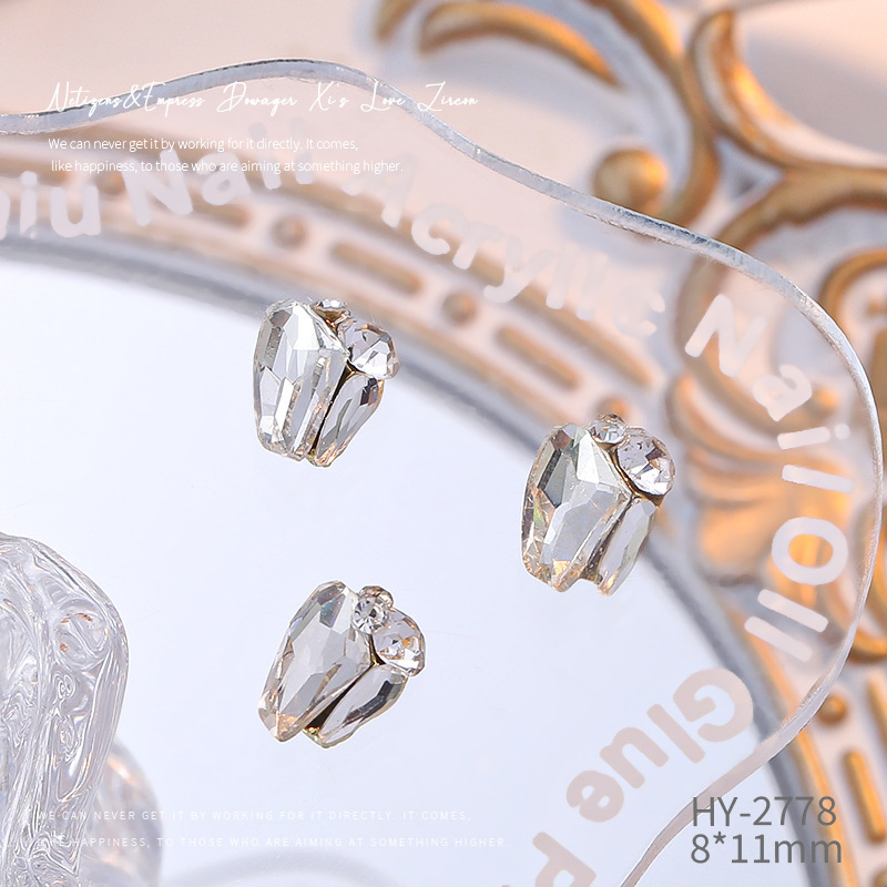 Celebridad en línea Maillard joyería de uñas de cristal pila diamante producto terminado flash torcido corazón grasa cuadrado hecho a mano perla joyería de uñas