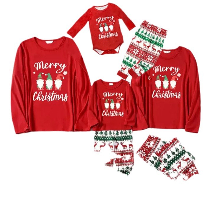 Conjunto de pijama de manga larga con estampado de alce navideño para mujer, ropa para el hogar para padres e hijos_voghion.com