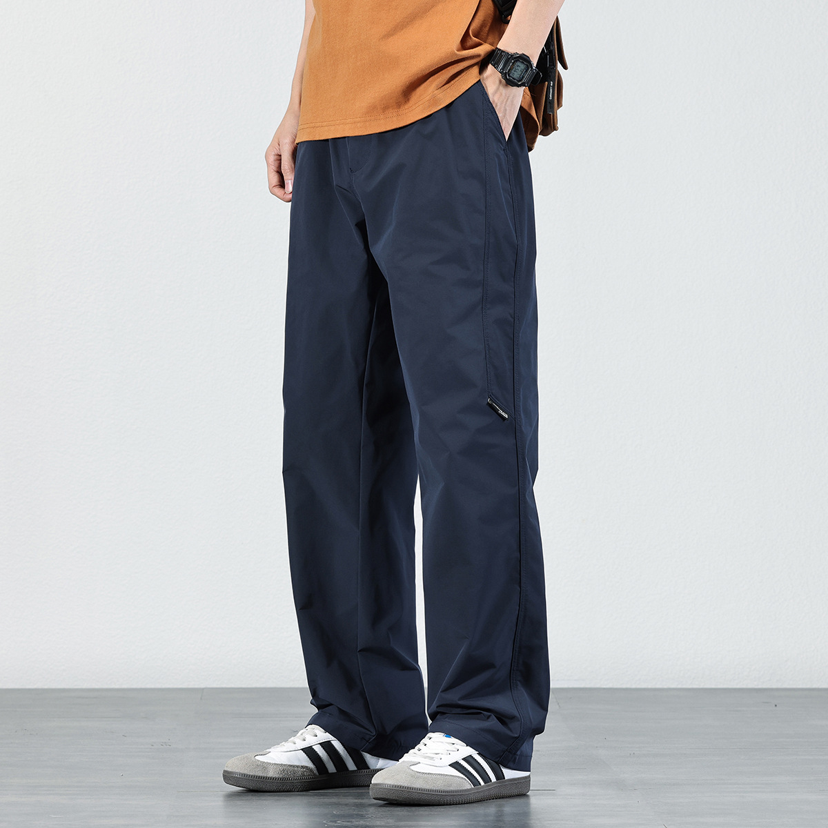 Men's Straight-Leg Casual Pants 2025 Spring/Summer New Spliced Waterproof Hiking Pants Loose Wide-Leg