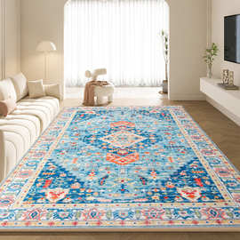 加厚印花地毯美式复古民族风客厅茶几毯摩洛哥卧室床边毯意式