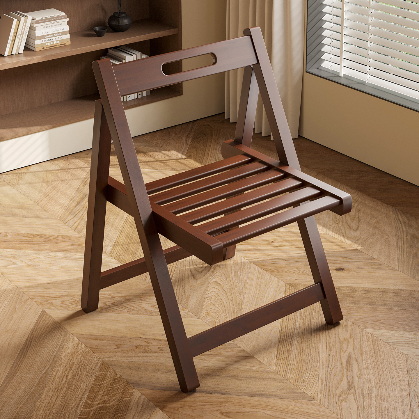 Silla plegable doméstica silla de comedor de madera maciza simple ocio silla de oficina multifuncional silla de respaldo conveniente sin instalación