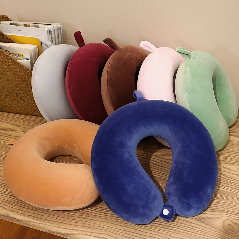 Removible y lavable en forma de U almohada de memoria cuello de algodón almohada de rebote lento u almohada de viaje almohada de avión almohada de procesamiento logotipo cervical
