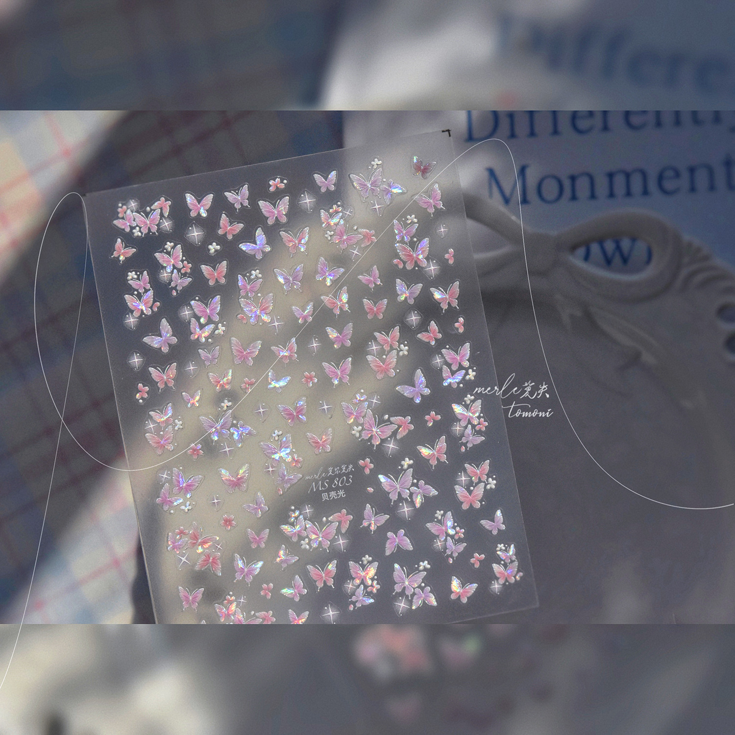 Nail Art New Butterfly Fairy Qi Relief Shell Light Crystal Diamond Nail Sticker Mo Low Aurora Green Uñas Pegatinas