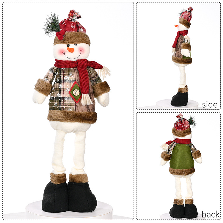 New Christmas Retro Snowflake Plaid Cloth Retractable Doll Christmas Decoration display picture 1