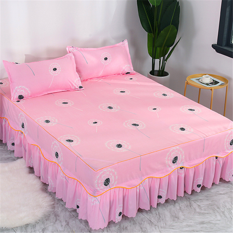 New Washed Cotton Quilted Cotton Edge Bed Skirt Thickened Bedspread Simmons Mattress Protector Single Piece Anti-Slip Cover