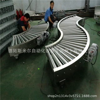 定制牛眼工作台滚筒输送机 环形转弯滚筒输送线 电动辊筒流水线