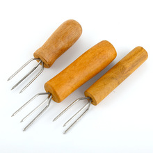厂家批发手持艾针艾灸延长针省艾灸工具艾条延长器刮灰器实木三叉