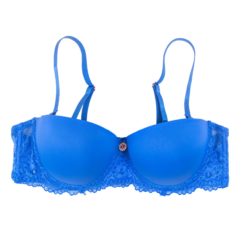 Transfronterizos europeos y estadounidenses sexy encaje borde suave ropa interior pequeña cocinada con anillo de acero anti-caída cómodo sujetador transpirable mujer