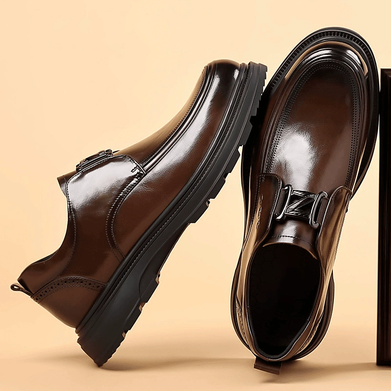 Мужская обувь прилив новая повседневная кожаная кожа дышащая толстая подошва мягкая подошва мужская деловая британская кожаная обувь