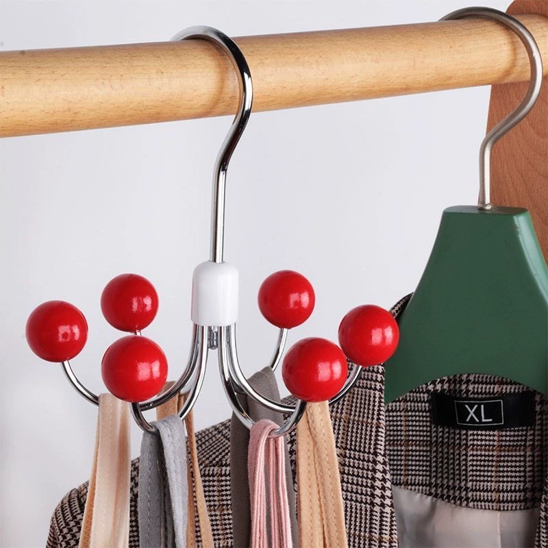 Многофункциональная вращающаяся вешалка для одежды из нержавеющей стали с шестью крючками, простая подвеска для хранения белья, 360-градусное вращение, для общежития и гардероба.