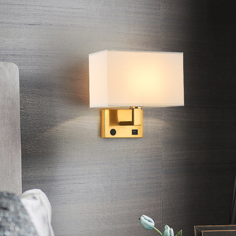Wall Lamp Hotel Fabric Bedside with USB Spotlight Japanese Switch Simple Bedroom Corridor Hotel Room Reading Lamp Wall Lamp Hotel Fabric Bedside with USB Spotlight Japanese Switch Simple Bedroom Corridor Hotel Room Reading Lamp