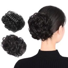 女性用ウィッグ、ヘアクリップ、ヘアゴム、ボールヘア、ヘアピン、ショートカーリーヘア、ヘアクリップ、ふわふわヘアゴム