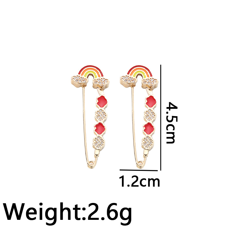 Mode Regenbogen Teufels Auge Herzform Legierung Emaille Strasssteine Frau Broschen 1 Stück display picture 1