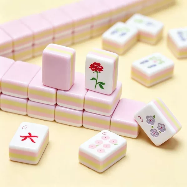 Cross-Border Acrylic Pink American Mahjong Four-Layer Color-Blocking Mini Portable Leisure Entertainment American Mahjong Tiles Wholesale