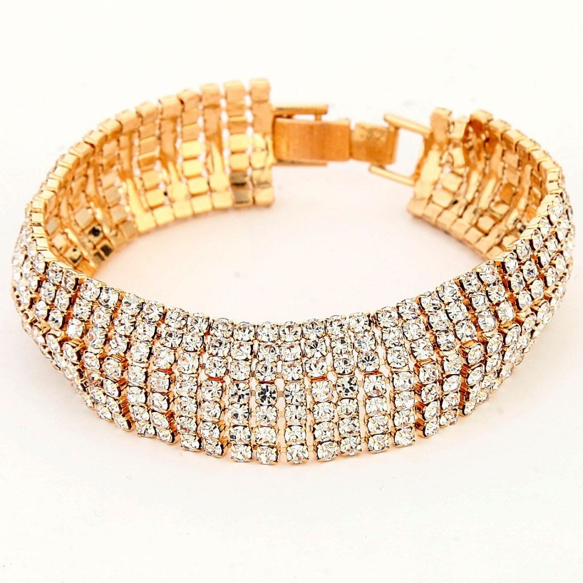 Runyan factory direct European and American cross-border explosions luxury fashion rhinestone multi-row bracelet jewelry wholesale foreign trade hot sale