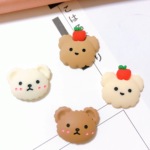 米咖系苹果熊头树脂配件批发diy奶油胶手机壳配饰公仔发饰水杯贴