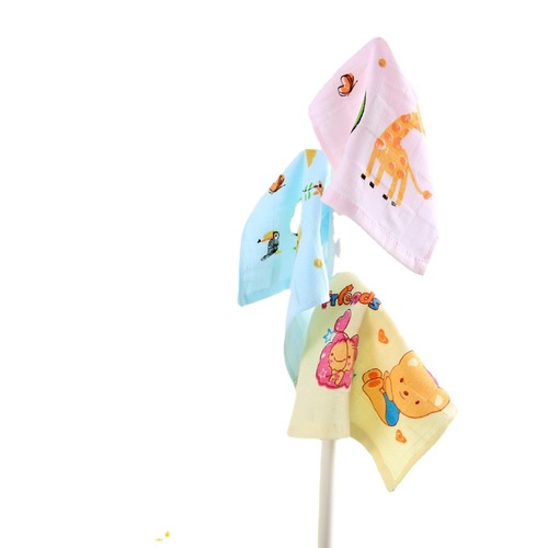 Pure cotton square towel, colorful gauze small towel, infant and child gauze saliva towel, kindergarten handkerchief towel wholesale