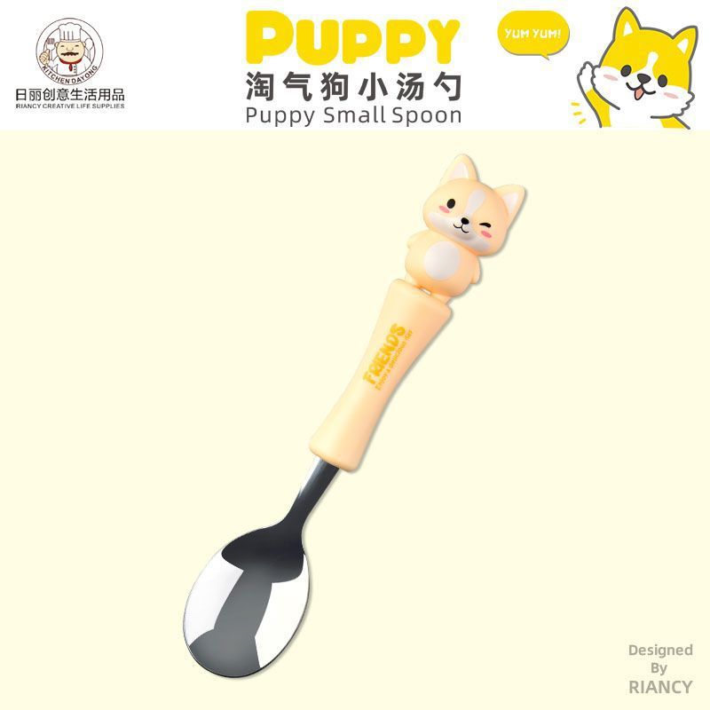 Animal encantador portátil para llevar estudiantes cucharas de comidas dormitorios escolares cucharas de cubierta de cubierta set