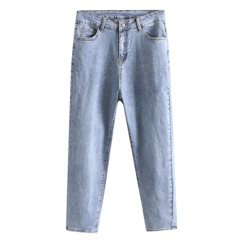 Plus-Size Women's Spring Korean-Style Loose Straight-Leg Dad Jeans with High Waist and Stretch, Slimming Effect
