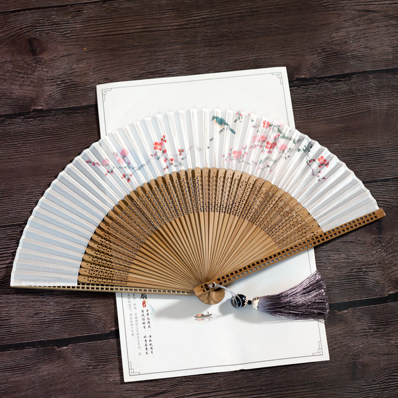 夏天古风女式折扇中国风日式折叠复古装古典随身汉服配饰小扇子竹