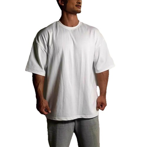 Men's T-shirt Summer Sports Short Sleeve Fitness Casual Training Top Loose Plus Size Heavy Drop Shoulder Short Sleeve Cotton T-shirt