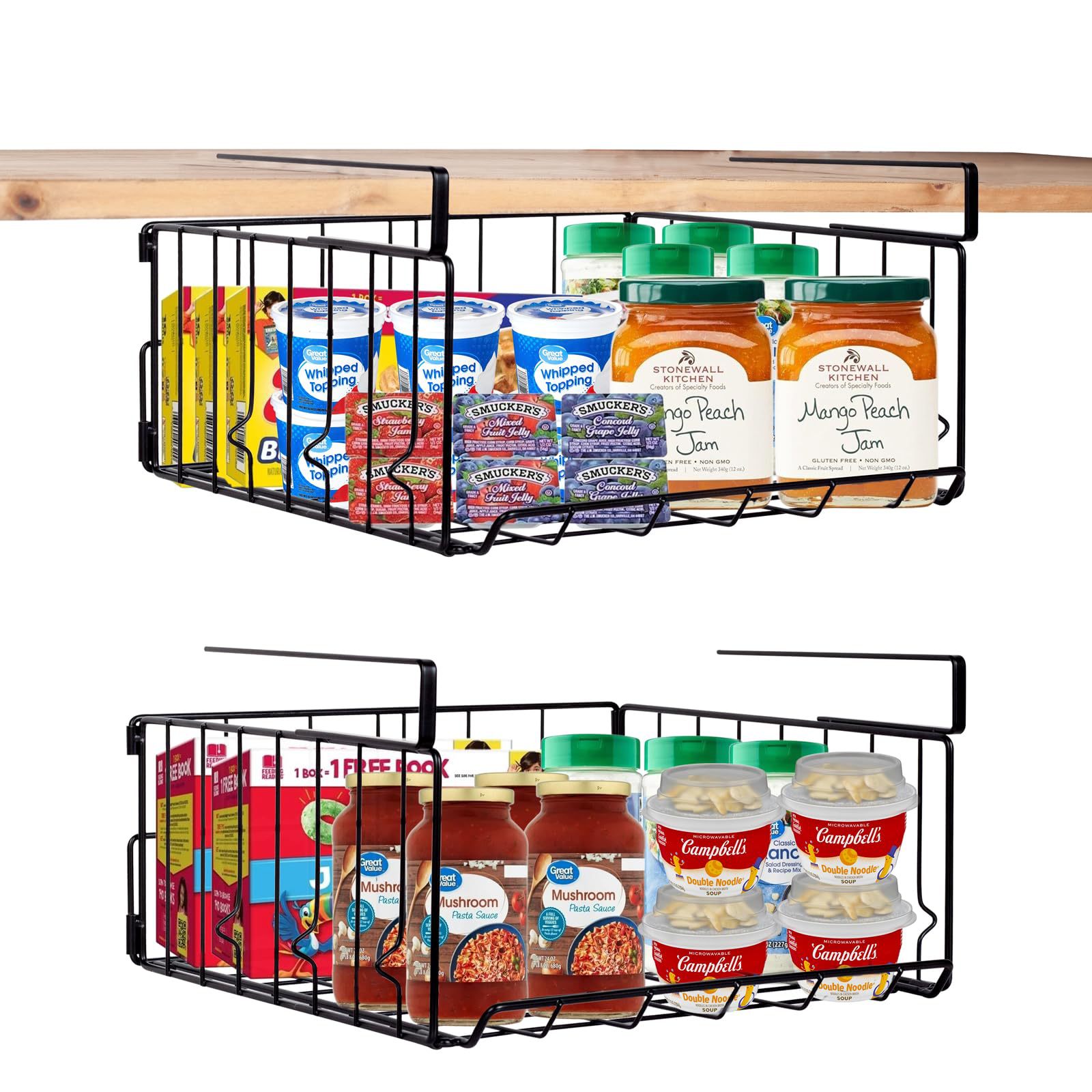 Cross-Border Kitchen Cabinet Hanging Storage Basket, No-Drill Layered Storage Hanging Basket, Iron Storage Rack
