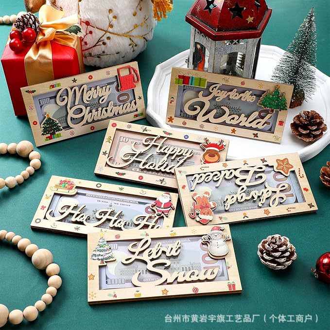 亚马逊爆款圣诞钱夹摆件木质个性化钱夹生日礼物节日装饰木制工艺|undefined