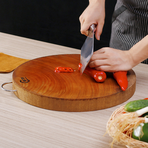 Vietnamese whole wooden round kitchenware logs commercial vegetable pier double-sided household cutting board solid wood cutting board iron wood cutting board