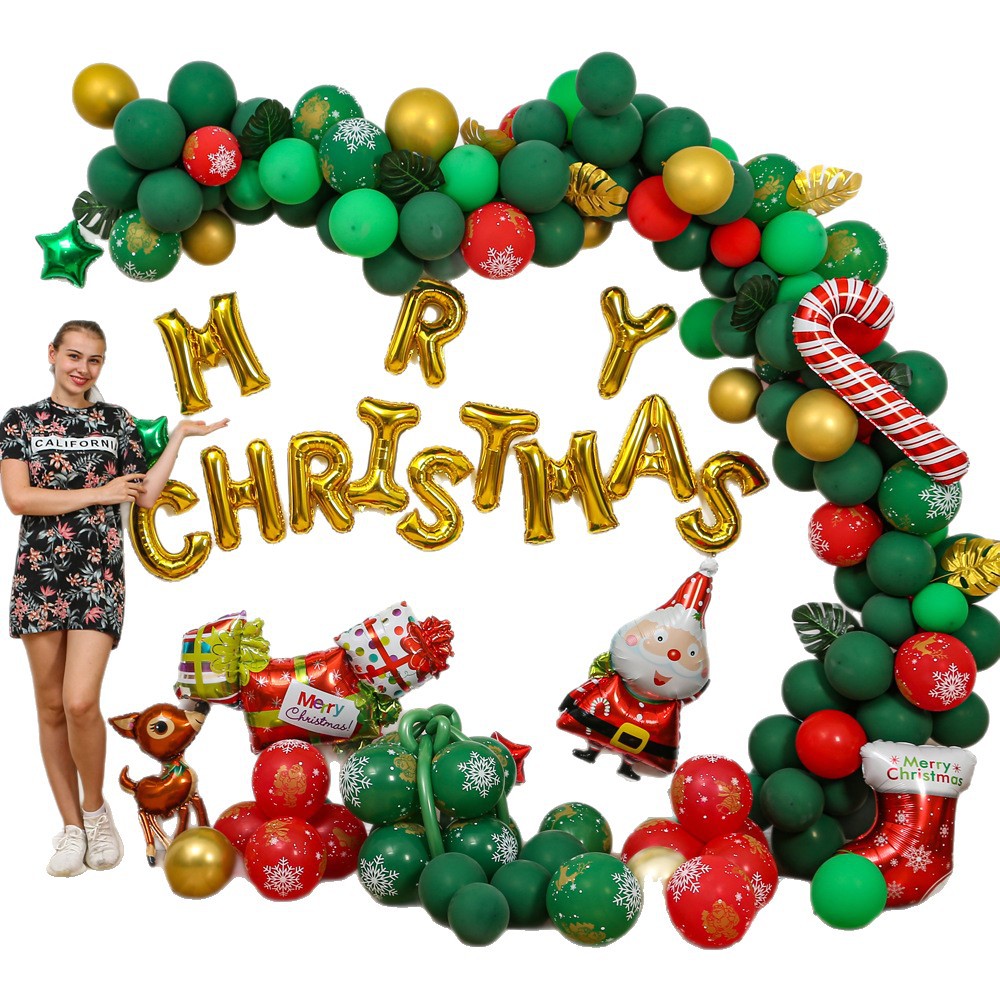 Suministros de decoración de Navidad Regalos de Navidad 2025 Juego de globos de Navidad Combinación Cadena de globos Globos de fiesta de Navidad