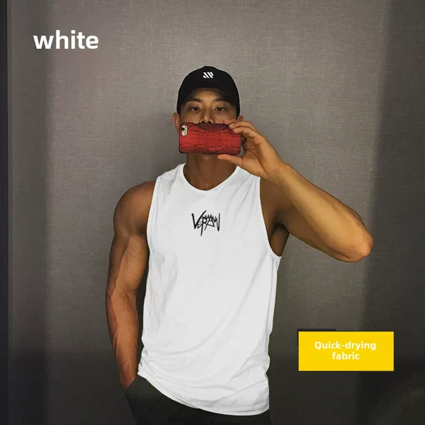 Summer Quick-Drying Fitness Vest Men's Sleeveless Vest Running Training Elastic Loose Mesh Breathable Sports T-Shirt Trendy