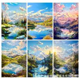 厂家直销跨境新款钻石画山水风景画图片DIY圆钻/方钻亚马逊爆款
