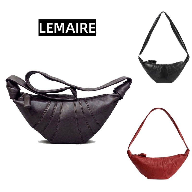 LE Hornbag Genuine Leather Single Shoulder Crossbody Chest Bag Ode Bag Niche Texped Genuine Leather Underarm Bag Baguette Bag Dumpling Bag