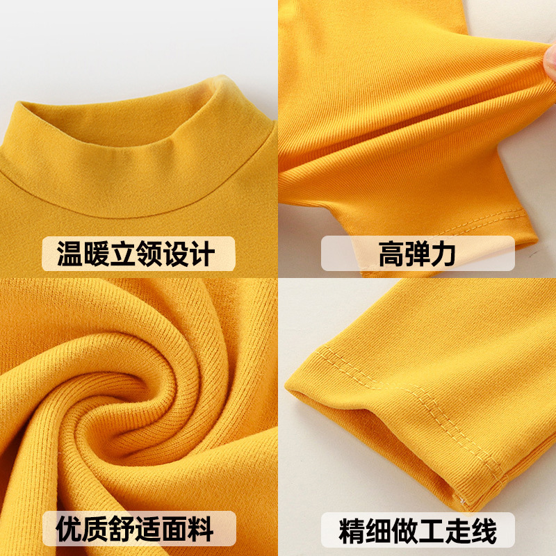 Nuevo otoño y el invierno de los niños de cuello alto de terciopelo cálido que basa la camisa otoño ropa estilo occidental color sólido niños y niñas interior superior
