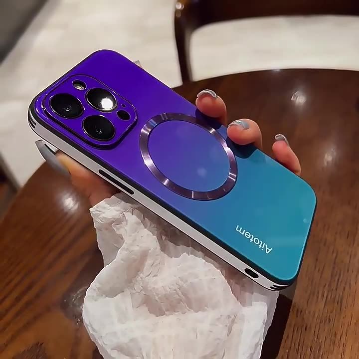 Aplicable iPhone16Promax vidrio degradado magnetismo mate70 funda para teléfono móvil Apple 15 película de lente todo incluido