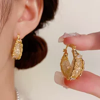 Серьги из золотой сетки с кристаллами и цирконом во французском ретро-гонконгском стиле, женские, модные, универсальные и высококачественные серьги оптом